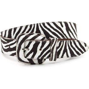 A-Zone Dames riem wit/zwart met zebraprint - dames riem - 4 cm breed - Zwart / Wit - Echt Leer - Taille: 95cm - Totale lengte riem: 110cm