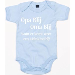 Baby Romper Opa blij,Oma blij 6-12 maand - Blauw - Rompertjes baby met tekst - Nieuw kleinkind