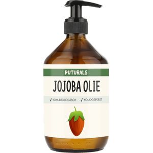 Jojoba Olie 100% Puur en Biologisch - 500ml - Bevat Antioxidanten en Essentiële Vetzuren - Jojoba Olie Voor Haar, Huid en Gezicht - Make-up verwijderaar - Wimpers Versterker - Jojoba Olie Tegen Acne en Droge Huid - Puur en COSMOS Gecertificeerd