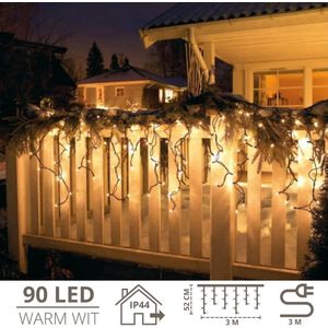 IJspegel verlichting buiten - Lichtgordijn - Ijspegelverlichting - Ijspegel verlichting - 90 LED's - 3 meter - Warm wit
