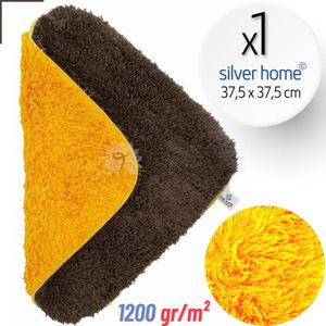 Tavas Microvezel Auto Droogdoek | 37,5x37,5 cm | 1200GSM | Bruin-Oranje | Verdikte Tweelaagse Handdoek| Poetsdoek | Auto Poetsdoek | Schoonmaak accesoires | Auto Handdoek | Droogdoek | Watermagneet