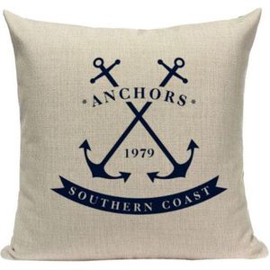 Bootkussens - Royal blauw - Sierkussens - Boot accessoires 45x45 Linnen - Nautische kussens - Inclusief extra dik 45x45 binnen kussen