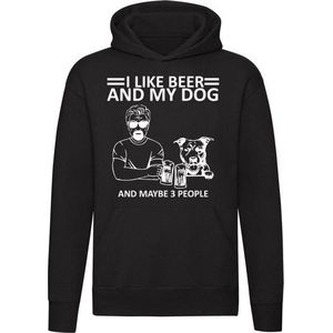 I LIKE MY BEER AND DOG | Unisex | Trui | Sweater | Hoodie | Capuchon | Zwart |Bier | Hond | Huisdieren | Grappig | Cadeau