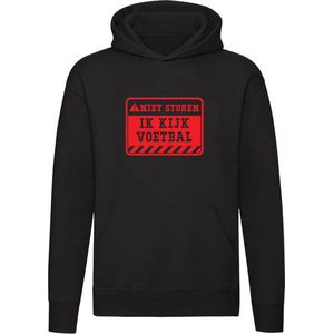 Ik kijk voetbal | Unisex | Trui | Sweater | Hoodie | Capuchon | Rood | Zwart | Niet Storen | Waarschuwingsbord | TV voor sport