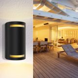 Buitenlamp rond zwart | dubbele GU10 lampvoet voor twee spots | waterdicht IP54