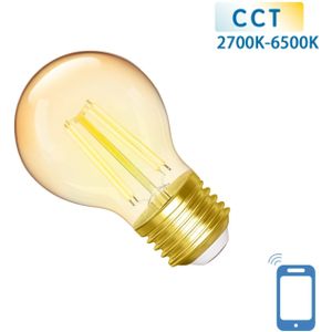 Kogellamp E27 4.5W WiFi + Bluetooth CCT 2700K-6500K | Smartlamp G45 - warmwit - daglichtwit filament LED ~ 470 Lumen - amber glas - 230 Volt