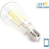 Kooldraadlamp E27 6W WiFi CCT 2700K-6500K | ST64 - warmwit - daglichtwit LED ~ 850 Lumen - helder glas - 230 Volt