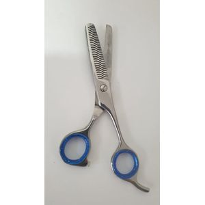 Belux Surgical Instruments / Professionele Uitdunschaar – Efileerschaar voor Rechtshandigen – Kappersschaar - RVS – 16,5 cm – Zilver/Donkerblauw