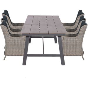 Garden Impressions Marbella tuinset 7-delig vintage willow - Moreno tuintafel 250x100 cm