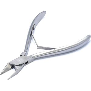Belux Surgical Instruments / Professionele nagelknipper - stevige huidschaar met lang handvat voor nagelriemen (Cuticle Cutter) - scherpe en uitstekende uiteinden - RVS-dubbele veer, 12.5 CM