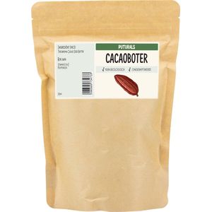 Cacaoboter 100% Biologisch en Ongeraffineerd - 250 gram - Krachtige Antioxidant vol met Vitamine E en K, Palmitinezuur, Oleïnezuur en Stearinezuur - Cacaoboter voor Voor Huid en Lippen - Geschikt als Lippenbalsem - Puur en COSMOS Gecertificeerd