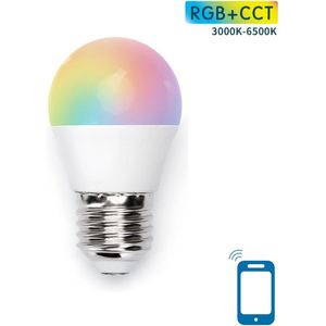 Kogellamp E27 WiFi RGB+CCT 3000K-6500K | RGB - warmwit - daglichtwit - LED 7W=42W gloeilamp