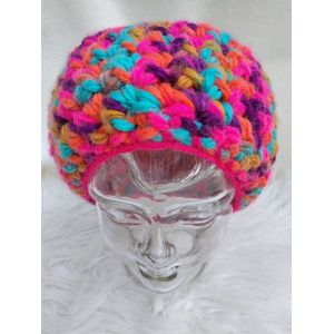 Handgemaakte haarband / hoofdband / oorwarmer in roze, paars, oranje, aquablauw, okergeel gehaakt