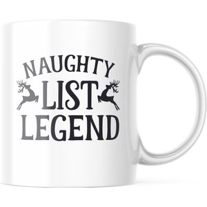 Kerst Mok met tekst: Naughty list legend | Kerst Decoratie | Kerst Versiering | Grappige Cadeaus | Koffiemok | Koffiebeker | Theemok | Theebeker