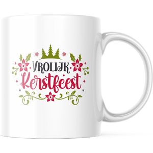 Kerst Mok met tekst: Vrolijk Kerstfeest | Kerst Decoratie | Kerst Versiering | Grappige Cadeaus | Koffiemok | Koffiebeker | Theemok | Theebeker