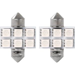 C5W autolamp 2 stuks 31mm blauw | LED festoon SV8.5 0.68W - 12V DC