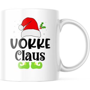 Kerst Mok met tekst: Vokke Claus | Kerst Decoratie | Kerst Versiering | Grappige Cadeaus | Koffiemok | Koffiebeker | Theemok | Theebeker