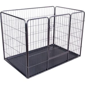 Puppyren - kamerkennel - hondenbench - 125 x 80 x 70 cm - Antraciet Gecoat - Opvouwbaar - Hondenren voor Binnen