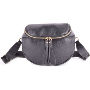 Lederen heuptas - zwart - made in Italy