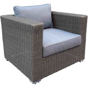 Denza Furniture Miami loungestoel tuin | wicker | donkergrijs/donkerbruin