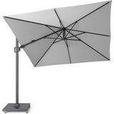 LUX outdoor living Milano zweefparasol 300x300cm light grey (lichtgrijs)  Premium Salerno parasolvoet 90kg