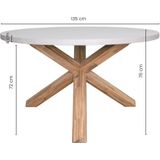 BUITEN living Nancy dining tuintafel | hardhout + betonlook | 135cm rond | 4 personen