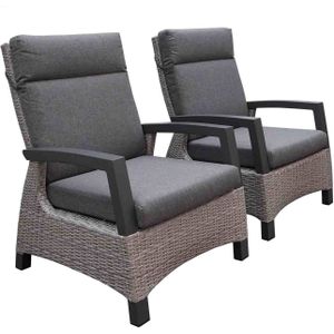 Lesli Living Prato Brick relax tuinset 2-delig | aluminium  wicker | verstelbaar | antraciet