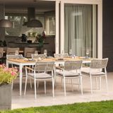 LUX outdoor living Sandro dining tuintafel | aluminium  teakhout | wit | 220cm