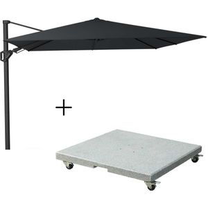 Platinum Challenger T² zweefparasol 300x300cm | Faded Black + Premium Salerno parasolvoet 90kg