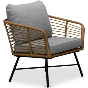 BUITEN living Flow loungestoel tuin | wicker + aluminium | bamboe taupe
