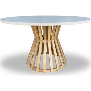 BUITEN - Elzas - Tuintafel - Betonlook - Hardhout - Light Teak - 135cm Rond