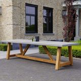 BUITEN living Veltis dining tuintafel | betonlook  hardhout | 300x100cm