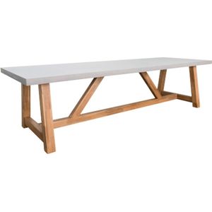 BUITEN living Veltis dining tuintafel | betonlook + hardhout | 300x100cm | 8 personen