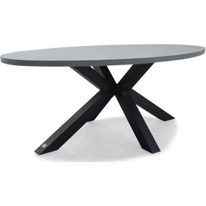 BUITEN living Stockholm dining tuintafel | betonlook + staal | ovaal | 200x110cm | 6 personen