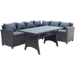 Denza - Stockholm - Loungeset - Zwart - Wicker - 3-delig - 245x169cm