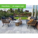 BUITEN living Flow stoel-bank loungeset 5-delig | wicker  aluminium | betonlook tafels | bamboe antraciet