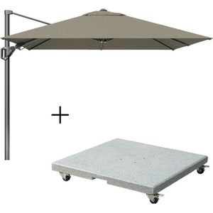 Platinum Voyager T² zweefparasol 270x270cm | taupe  Premium Salerno parasolvoet 90kg