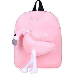 Louas dierenvriendjes rugzak Flamingo met knuffel - rugtas - schooltas - rugtassen - rugtas meisje - rugzakken - rugtas jongen