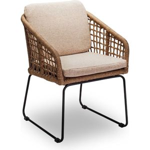 BUITEN living Tulum dining tuinstoel | touw + RVS | Sahara Dust