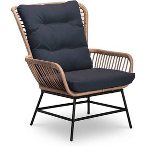 BUITEN - Dex - Loungestoel - Antraciet - Wicker + Aluminium