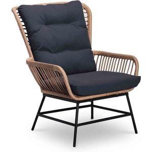 BUITEN living Dex loungestoel | wicker + aluminium | Bamboo antraciet
