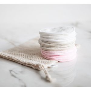 Wasbare wattenschijfjes - drie kleuren - 18 stuks