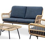 BUITEN living Blade stoel-bank loungeset 4-delig | wicker | bamboe antraciet