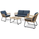 BUITEN living Blade stoel-bank loungeset 4-delig | wicker | bamboe antraciet