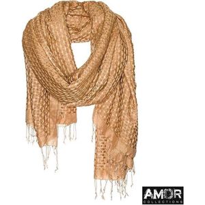 Sjaal beige - 50% wol / 50% modaal - basket weave