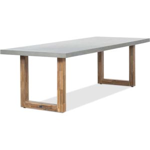 BUITEN living Laussane dining tuintafel | betonlook + hardhout | Light Teak | 250x100cm