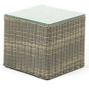 Denza Furniture Toscane bijzettafel | aluminium  wicker | kobo grey (donkergrijs/donkerbruin) | 50x50cm