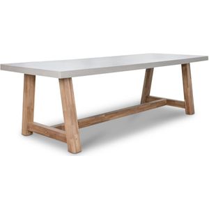 BUITEN living Veltis dining tuintafel | betonlook + hardhout | 250x100cm | 6 personen