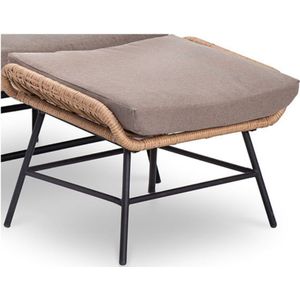 BUITEN living Dex voetenbank | wicker + aluminium | bamboe taupe