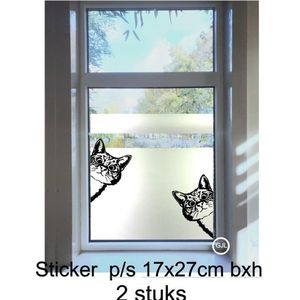 Grappige Raamsticker set 2 stuks gluur Katten Cat Kittens Verranda Overkapping  Poes Decoratief Muur Sticker Woonkamerdecoratie